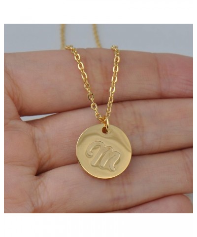 Disc Initial Necklace Gold & Silver for Women Girls Stainless Steel Statement Jewelry Gift Idea Gold E $5.71 Necklaces