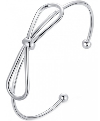 Fashion Jewelry 925 Sterling Silver Plated Bow-Knot Double Round Head Open Bangle Bracelet $8.54 Bracelets