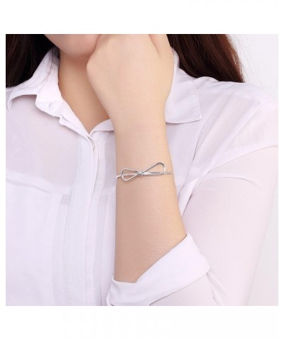 Fashion Jewelry 925 Sterling Silver Plated Bow-Knot Double Round Head Open Bangle Bracelet $8.54 Bracelets