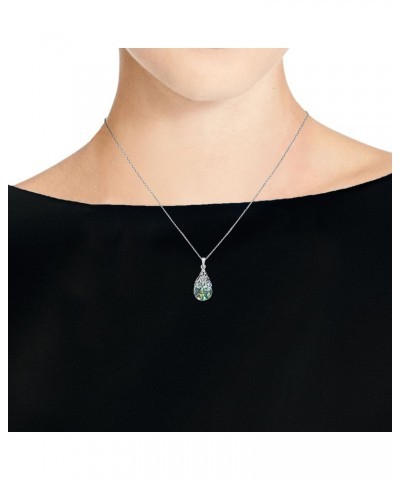 Floral Vine Adorned Teardrop Abalone Shell .925 Sterling Silver Pendant Necklace 0.59 x 1.30 inch $9.85 Necklaces