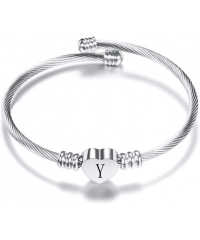 Name Initial Bangle Bracelets Women for Women Letter Silver Bangle Family Christmas Love Gifts for Girls Sister Mom Aunt Daug...