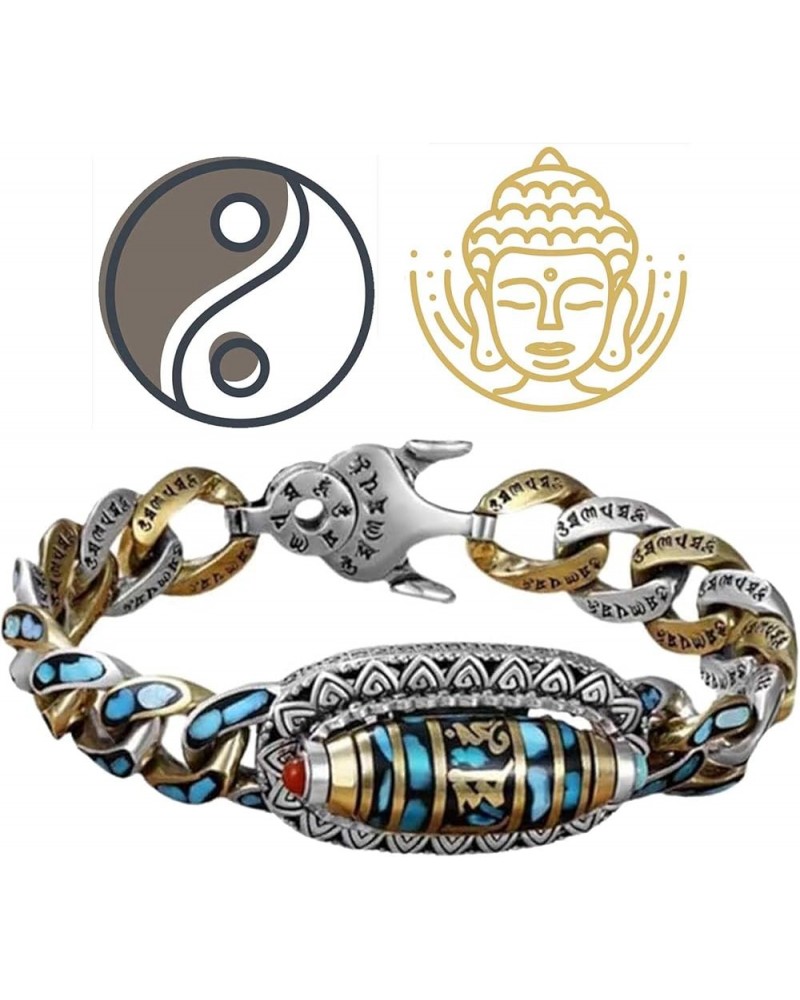 2024 Turquoise Six-Character Mantra Nine-Eyed Dzi Bead Bracelet A-20cm $12.34 Bracelets