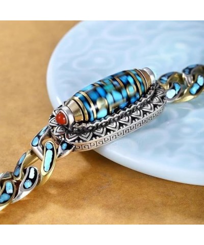 2024 Turquoise Six-Character Mantra Nine-Eyed Dzi Bead Bracelet A-20cm $12.34 Bracelets