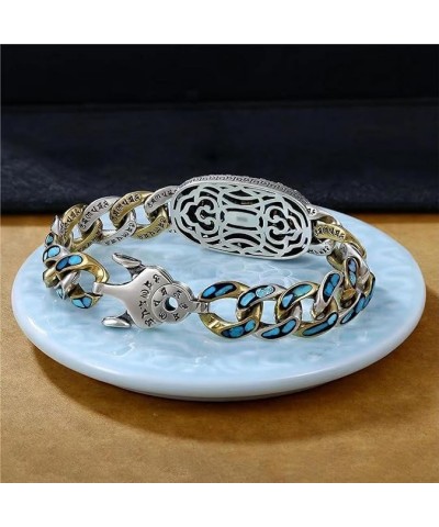 2024 Turquoise Six-Character Mantra Nine-Eyed Dzi Bead Bracelet A-20cm $12.34 Bracelets