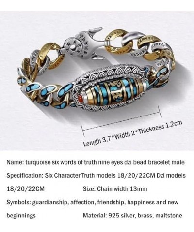 2024 Turquoise Six-Character Mantra Nine-Eyed Dzi Bead Bracelet A-20cm $12.34 Bracelets