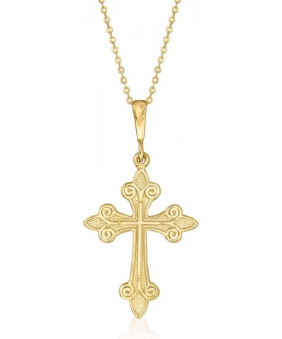 Canaria 10kt Yellow Gold Fleur-De-Lis Cross Pendant Necklace 16.0 Inches $69.75 Necklaces