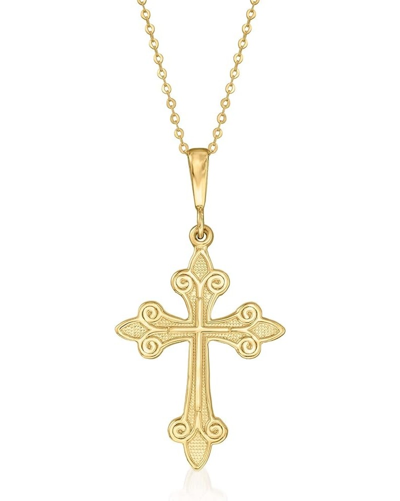 Canaria 10kt Yellow Gold Fleur-De-Lis Cross Pendant Necklace 16.0 Inches $69.75 Necklaces