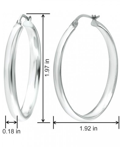 Sterling Silver Wide Hoop Earrings with Click-Top Half Round Tube Size 4.7mm White Gold 50.0 Millimeters $16.40 Earrings