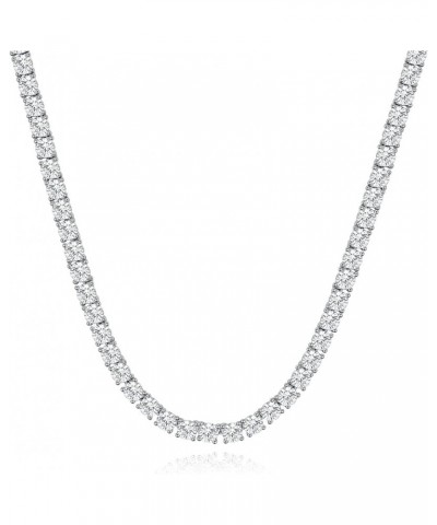 TKJ 14K Gold Plated Diamond Tennis Chain Round Cubic Zirconia Classic Tennis Necklace for Women Girls and Men 18 Inch 6 mm Di...