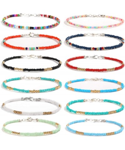 8Pcs Handmade Beaded Anklets for Women Girls Boho Colorful Beads Ankle Bracelets Adjustable Foot Anklet Set E $8.39 Anklets