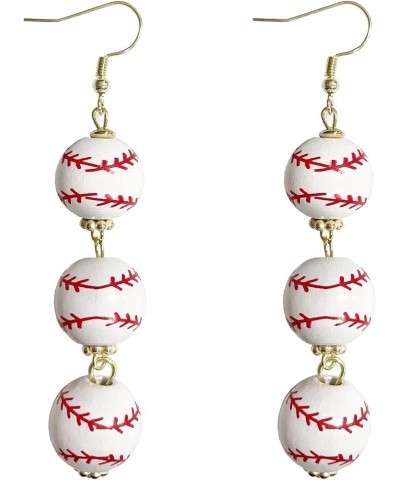 Sports Game Ball Dangle Earrings Football Basketball Wooden Cow Print Red Plaid Print Drop Earrings for Women Holiday Round B...