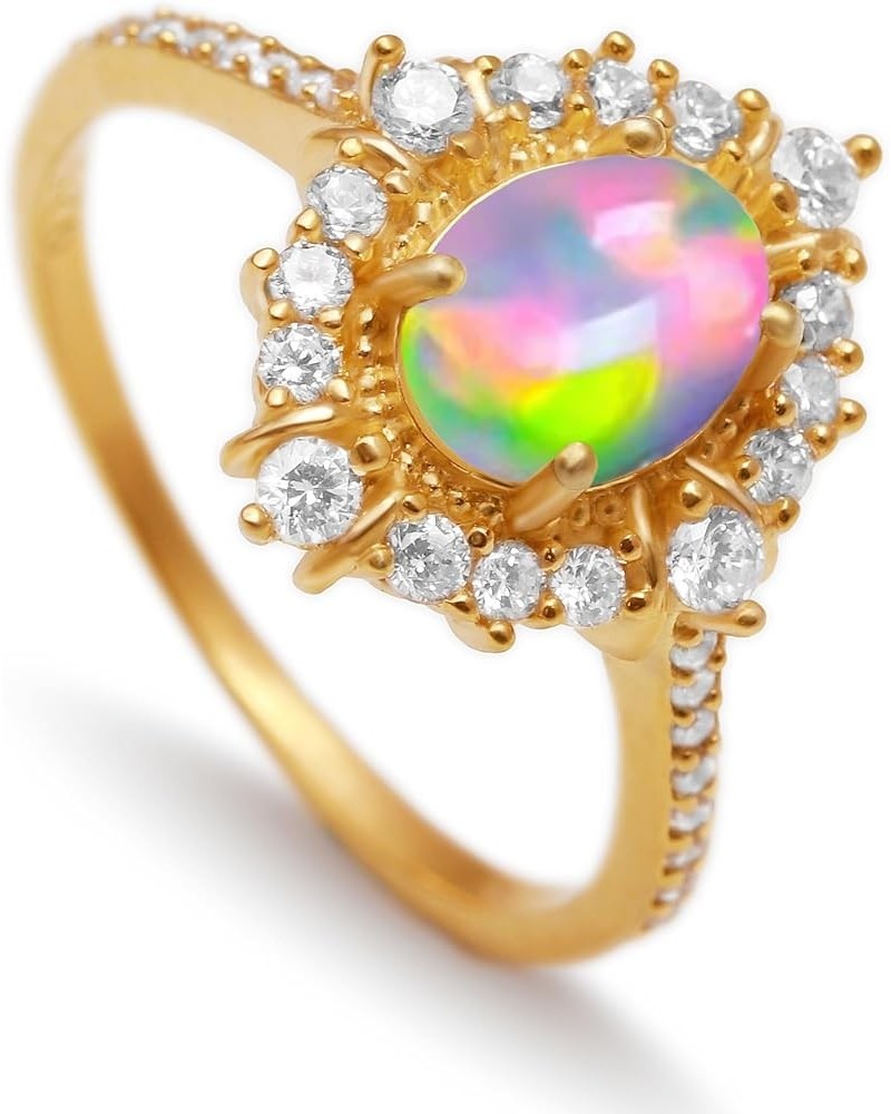 Exquisite Opal Rings for Women - Stunning Promise Ring for Engagement & Gift – Natural Ethiopian Fire Opal Ring, Anniversary ...