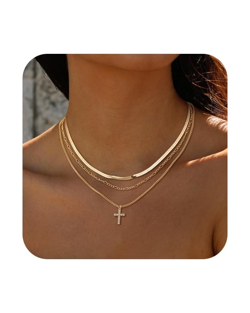 Cross Gold Layered Choker Neckalce for Women Dainty Cross Layering Pendant Necklace 14K Gold Plated Simple Trendy Jewelry for...