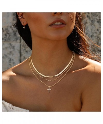 Cross Gold Layered Choker Neckalce for Women Dainty Cross Layering Pendant Necklace 14K Gold Plated Simple Trendy Jewelry for...