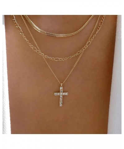 Cross Gold Layered Choker Neckalce for Women Dainty Cross Layering Pendant Necklace 14K Gold Plated Simple Trendy Jewelry for...