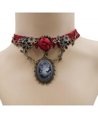 Vintage Princess Lolita Lace Victorian Necklace Bracelet Edwardian Vampire Gothic Choker Pendant Red2 $8.79 Necklaces