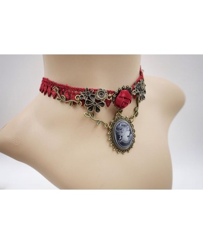 Vintage Princess Lolita Lace Victorian Necklace Bracelet Edwardian Vampire Gothic Choker Pendant Red2 $8.79 Necklaces