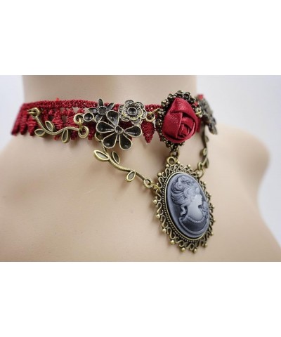 Vintage Princess Lolita Lace Victorian Necklace Bracelet Edwardian Vampire Gothic Choker Pendant Red2 $8.79 Necklaces