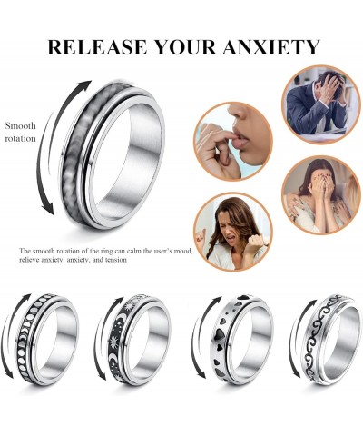 Anxiety Ring For Women Fidget Stress Relief Spinners Rings Fashion Preppy Fashion Jewelry For Teen Girl Asexual Stainless Ste...