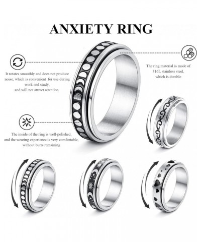 Anxiety Ring For Women Fidget Stress Relief Spinners Rings Fashion Preppy Fashion Jewelry For Teen Girl Asexual Stainless Ste...