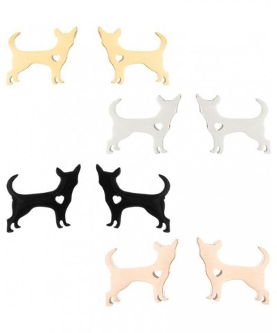 4 Pairs Stainless Steel Dog Stud Earrings for Women Girls Cute Small Tiny Gold Silver Animal Puppy Corgi Dog Dachshund Kitten...