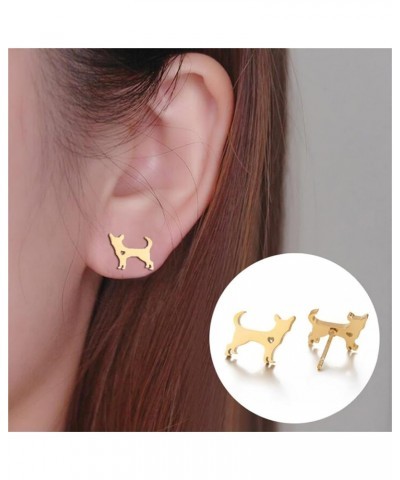 4 Pairs Stainless Steel Dog Stud Earrings for Women Girls Cute Small Tiny Gold Silver Animal Puppy Corgi Dog Dachshund Kitten...