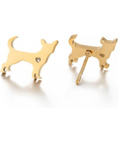 4 Pairs Stainless Steel Dog Stud Earrings for Women Girls Cute Small Tiny Gold Silver Animal Puppy Corgi Dog Dachshund Kitten...