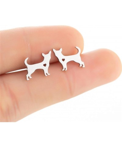 4 Pairs Stainless Steel Dog Stud Earrings for Women Girls Cute Small Tiny Gold Silver Animal Puppy Corgi Dog Dachshund Kitten...