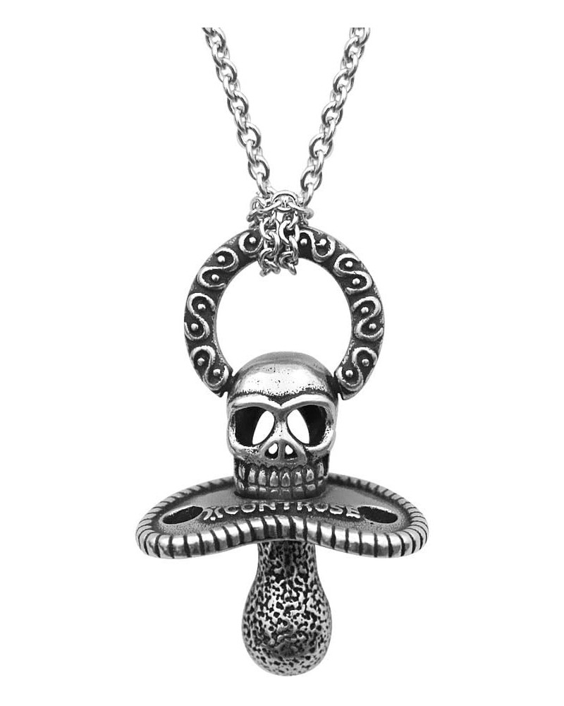 Women's Skull Pacifier Pendant Necklace 30" Silver-Toned Stainless Steel $16.49 Necklaces