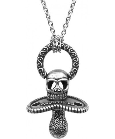 Women's Skull Pacifier Pendant Necklace 30" Silver-Toned Stainless Steel $16.49 Necklaces