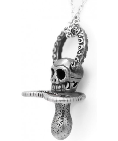 Women's Skull Pacifier Pendant Necklace 30" Silver-Toned Stainless Steel $16.49 Necklaces