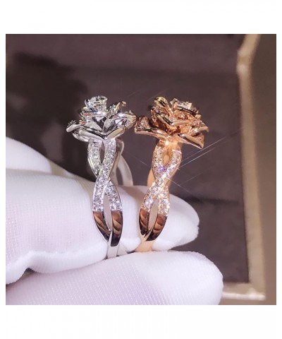 Exquisite Ring Freshing Style Ladies Couple Love Rings,Women Ring Rose Rhinestones Jewelry Lightweight Fashion Appearance Fin...