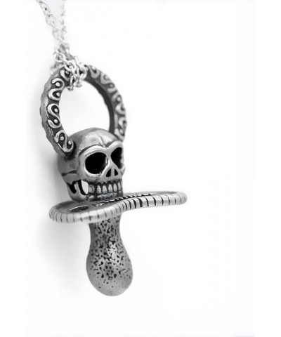 Women's Skull Pacifier Pendant Necklace 30" Silver-Toned Stainless Steel $16.49 Necklaces