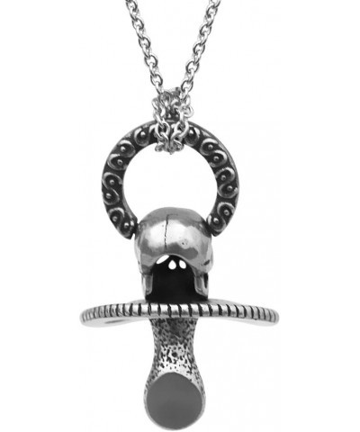 Women's Skull Pacifier Pendant Necklace 30" Silver-Toned Stainless Steel $16.49 Necklaces