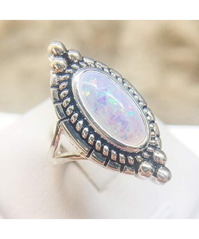 Pink Opal Ring for Women 925 Sterling SilverEngagement Ring for Women Created Ruby, White Gold Round Opal Ring Olive Horse Ey...