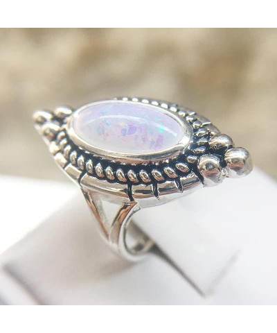 Pink Opal Ring for Women 925 Sterling SilverEngagement Ring for Women Created Ruby, White Gold Round Opal Ring Olive Horse Ey...