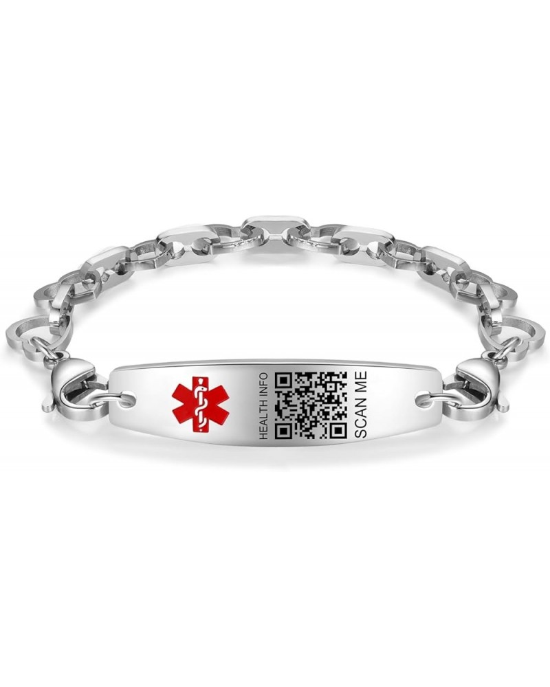 Upgraded Medical Bracelets with QR Code for Women Men Medical Alert Id Bracelet - Sterling Silver Small Code 7''-9'' - More S...