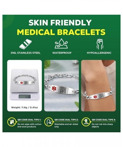 Upgraded Medical Bracelets with QR Code for Women Men Medical Alert Id Bracelet - Sterling Silver Small Code 7''-9'' - More S...