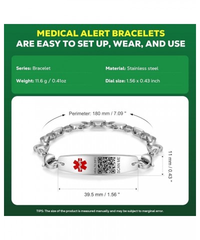 Upgraded Medical Bracelets with QR Code for Women Men Medical Alert Id Bracelet - Sterling Silver Small Code 7''-9'' - More S...