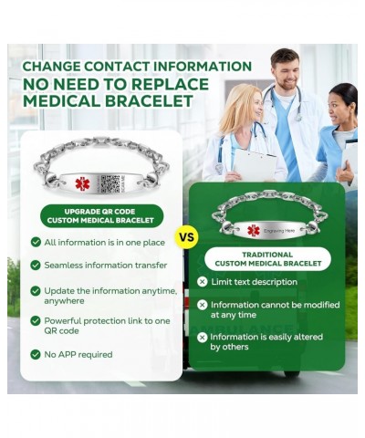 Upgraded Medical Bracelets with QR Code for Women Men Medical Alert Id Bracelet - Sterling Silver Small Code 7''-9'' - More S...