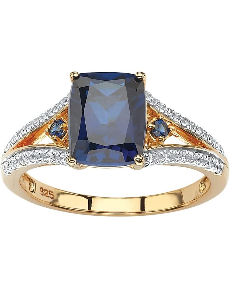 PalmBeach Jewelry 18K Gold-Plated Created Blue Sapphire or Platinum-Plated Sterling Silver Cubic Zirconia Engagement Ring Blu...