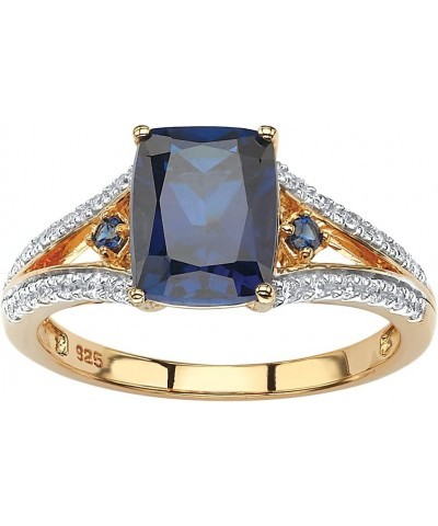 PalmBeach Jewelry 18K Gold-Plated Created Blue Sapphire or Platinum-Plated Sterling Silver Cubic Zirconia Engagement Ring Blu...