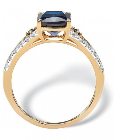 PalmBeach Jewelry 18K Gold-Plated Created Blue Sapphire or Platinum-Plated Sterling Silver Cubic Zirconia Engagement Ring Blu...