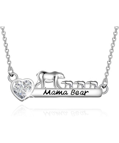 Dainty Mama Bear Bar Necklace With 1 2 3 Cubs Mother's Day Jewelry Birthday Gift For Mom Grandma New mom 3 cubs silver $10.59...